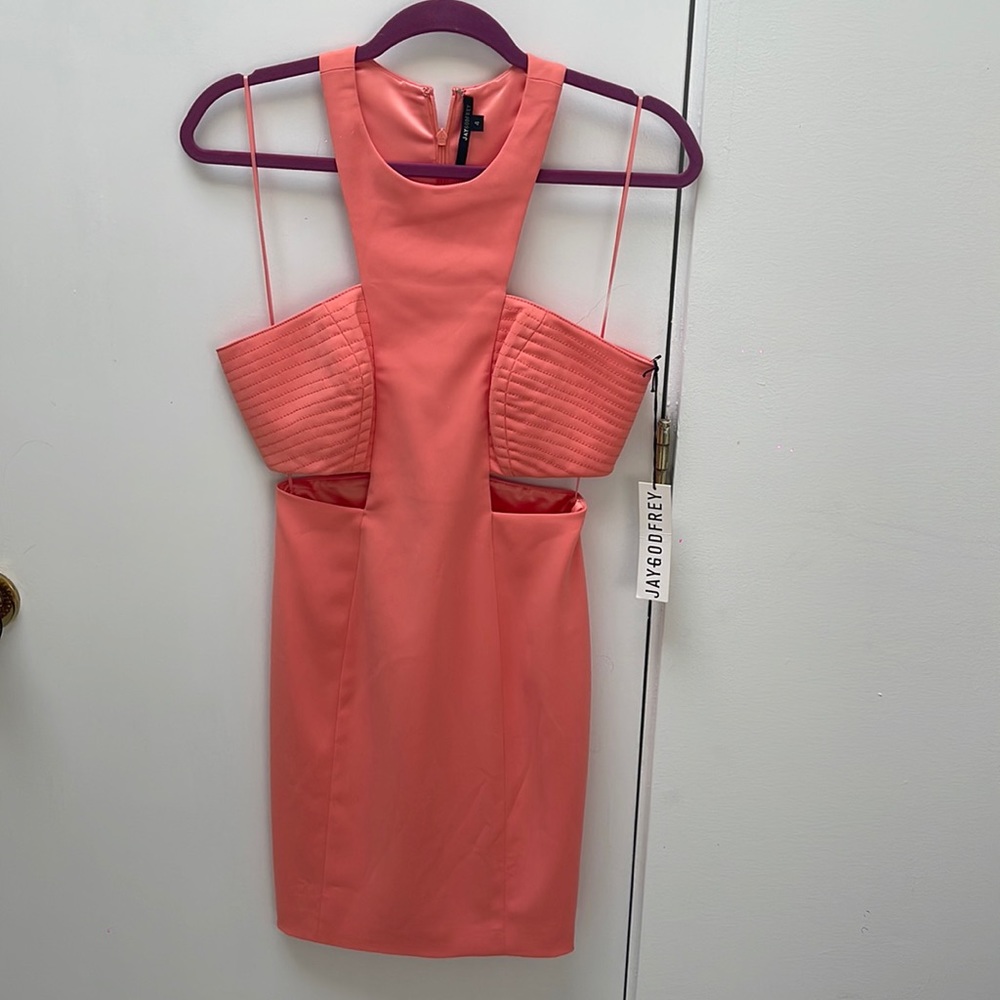 Jay godrfrey orange cut down mini dress with tags